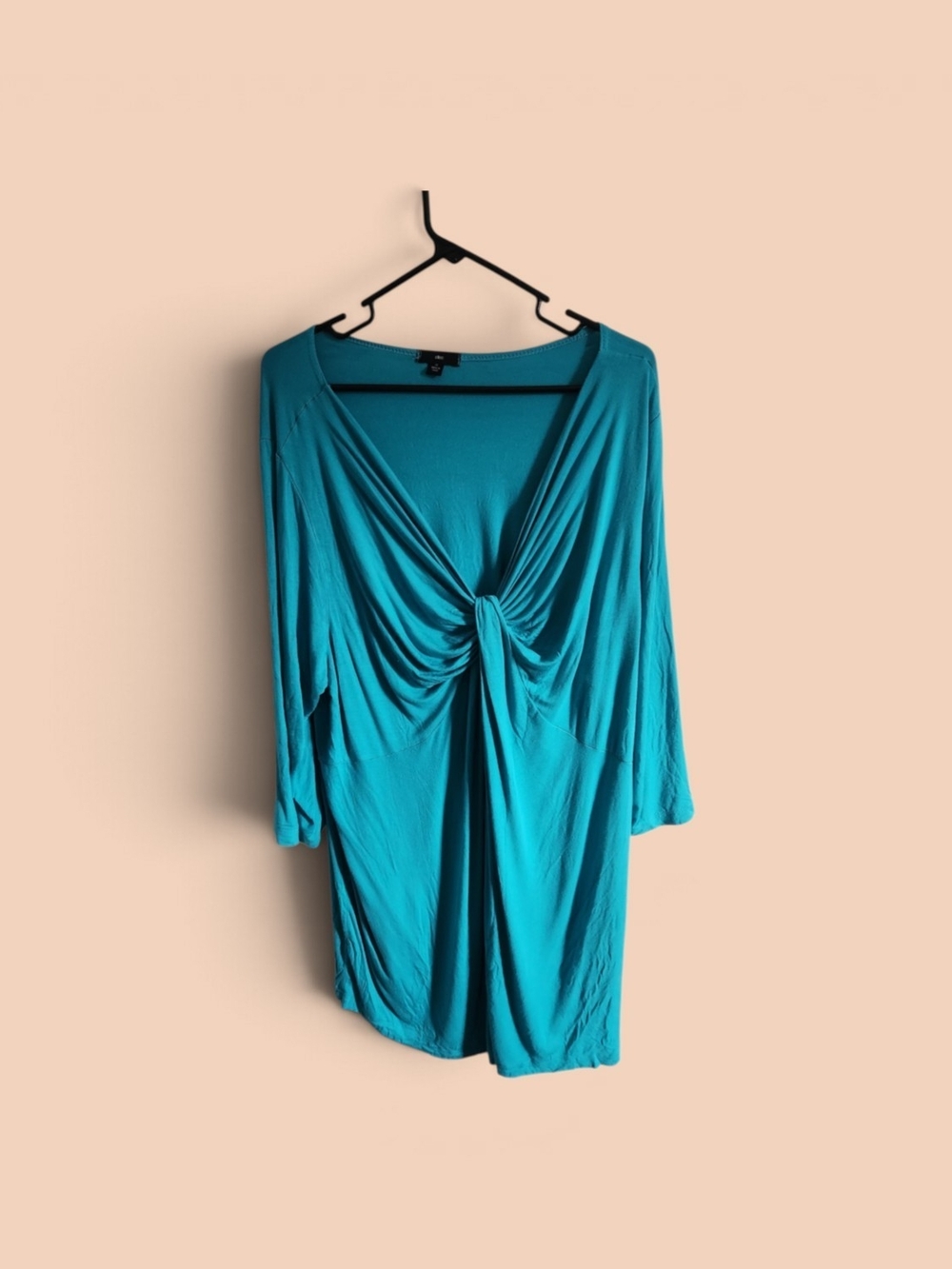 Ellos 2X tunic Green V neck 3/4 sleeve stretch